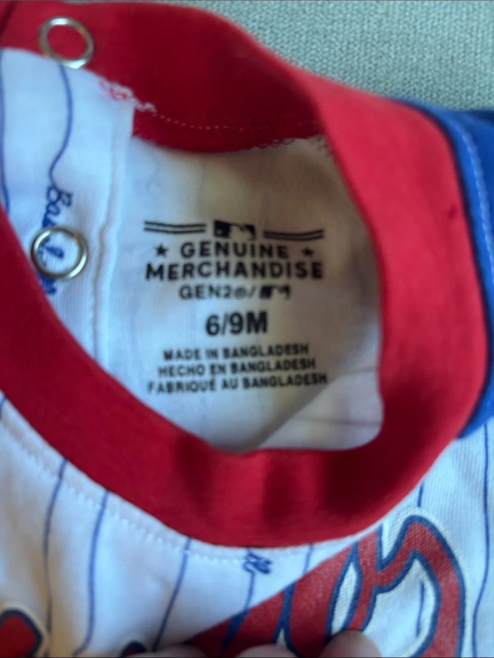 Genuine Merchandise Chicago Cubs Baby Bodysuit in White, Blue and Red
